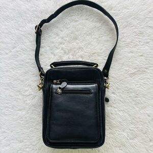 Vintage Genuine black Leather Top handle/Shoulder Small Unisex Messenger Bag